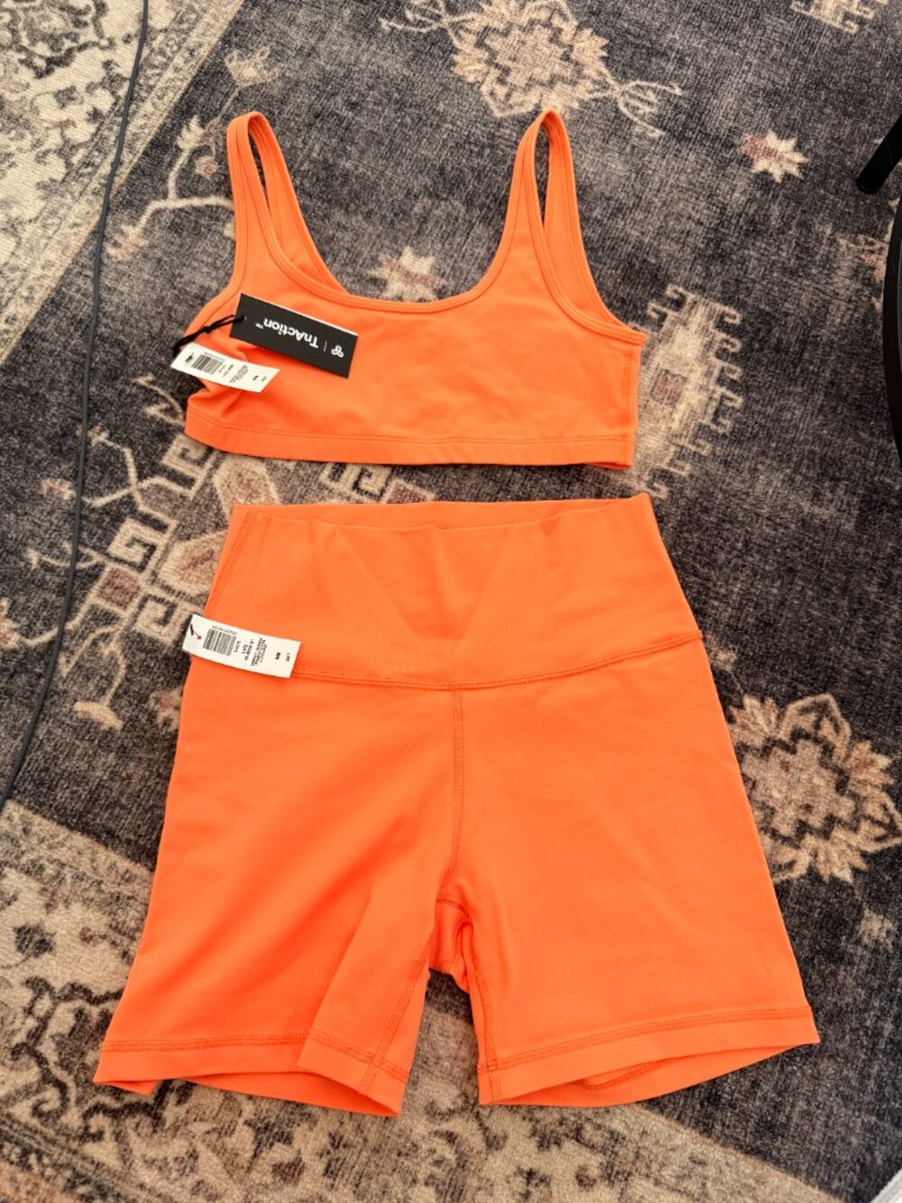 Aritzia Neon Orange Athletic Shorts Set